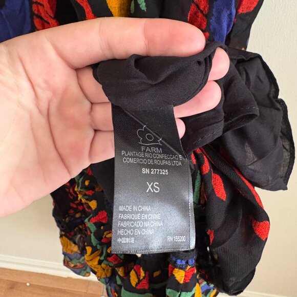 Farm Rio Georgette Long Sleeve Maxi Dress NWT Black Motif Women’s Size XS - Picture 11 of 12